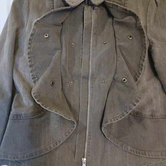 Women's Size Large Katherine Barclay Grey Jean Jacket - Picture 4 of 10
